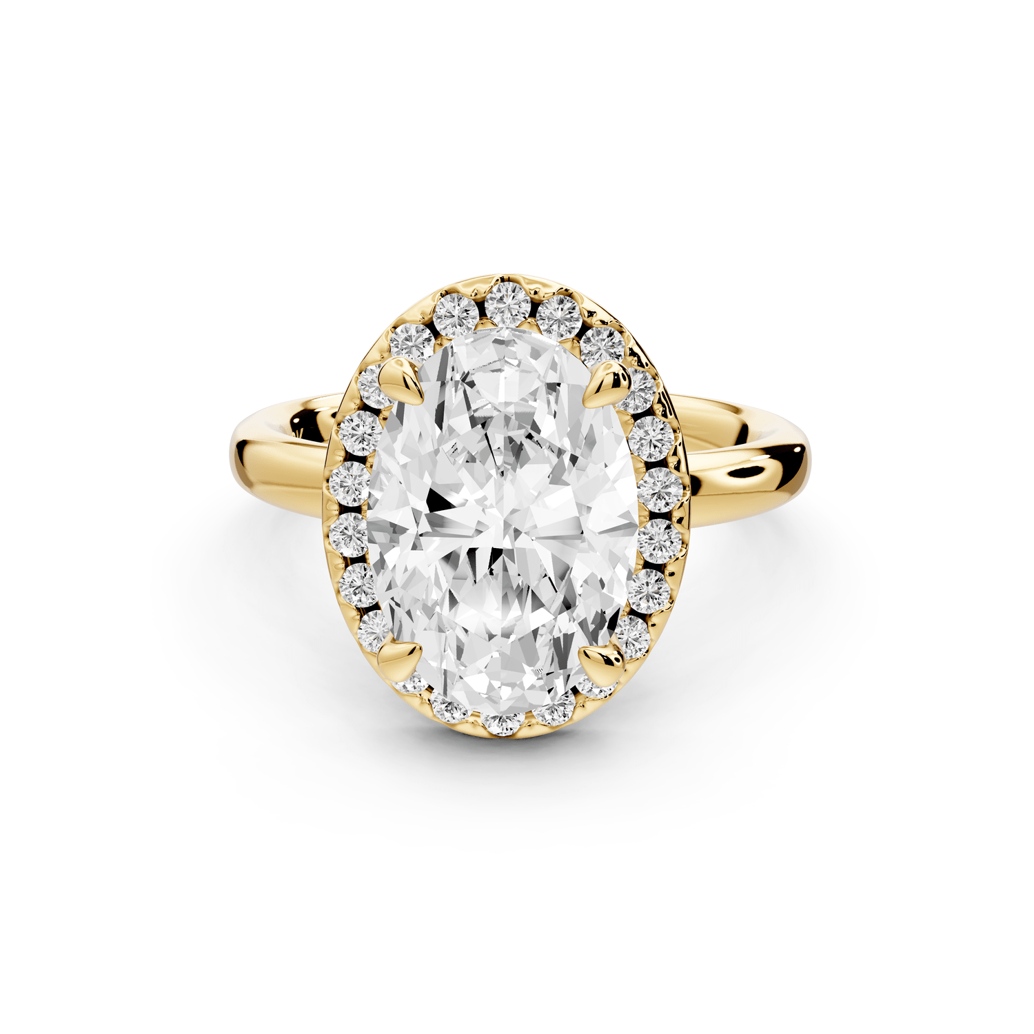 Eliana - 3ct 18k yellow gold oval diamond with halo engagmennt ring - Mr. Alex Jewelry