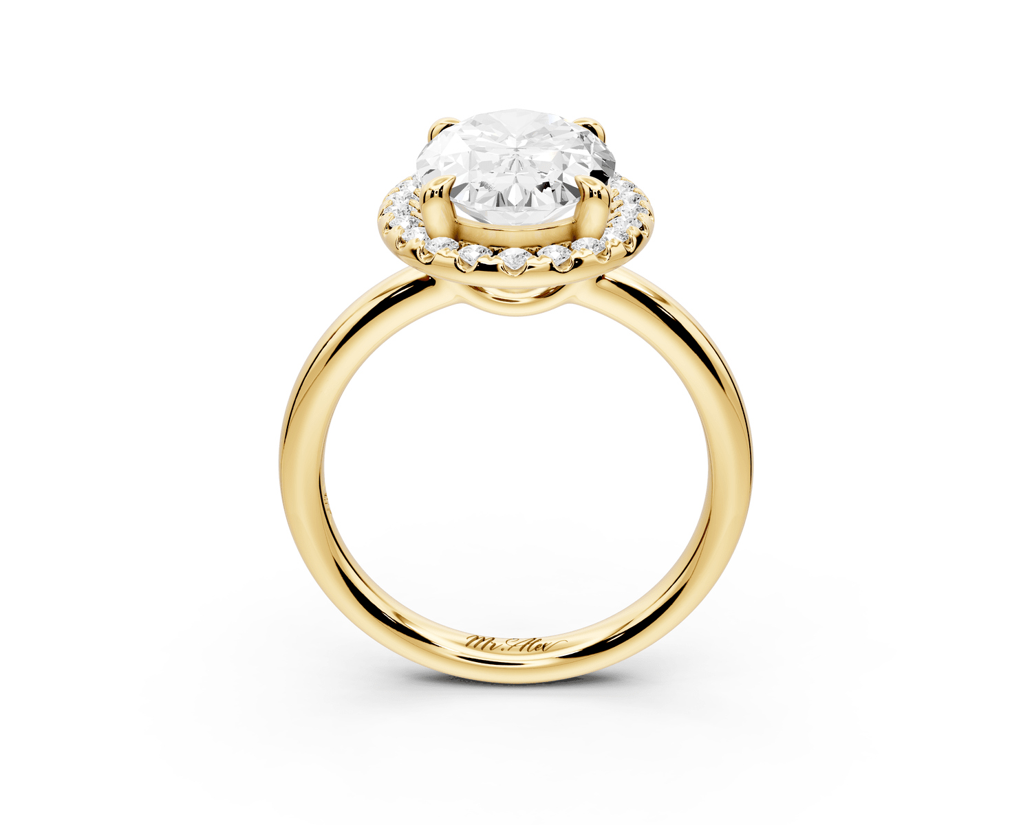 Eliana - 3ct 18k yellow gold oval diamond with halo engagmennt ring - Mr. Alex Jewelry