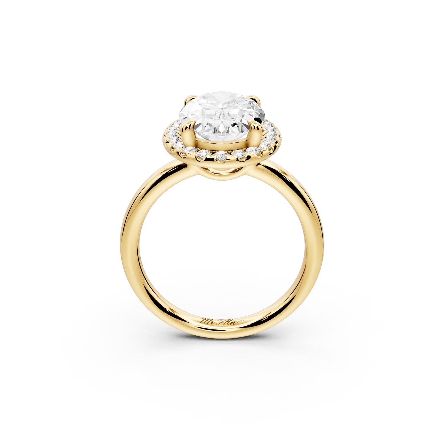 Eliana - 3ct 18k yellow gold oval diamond with halo engagmennt ring - Mr. Alex Jewelry
