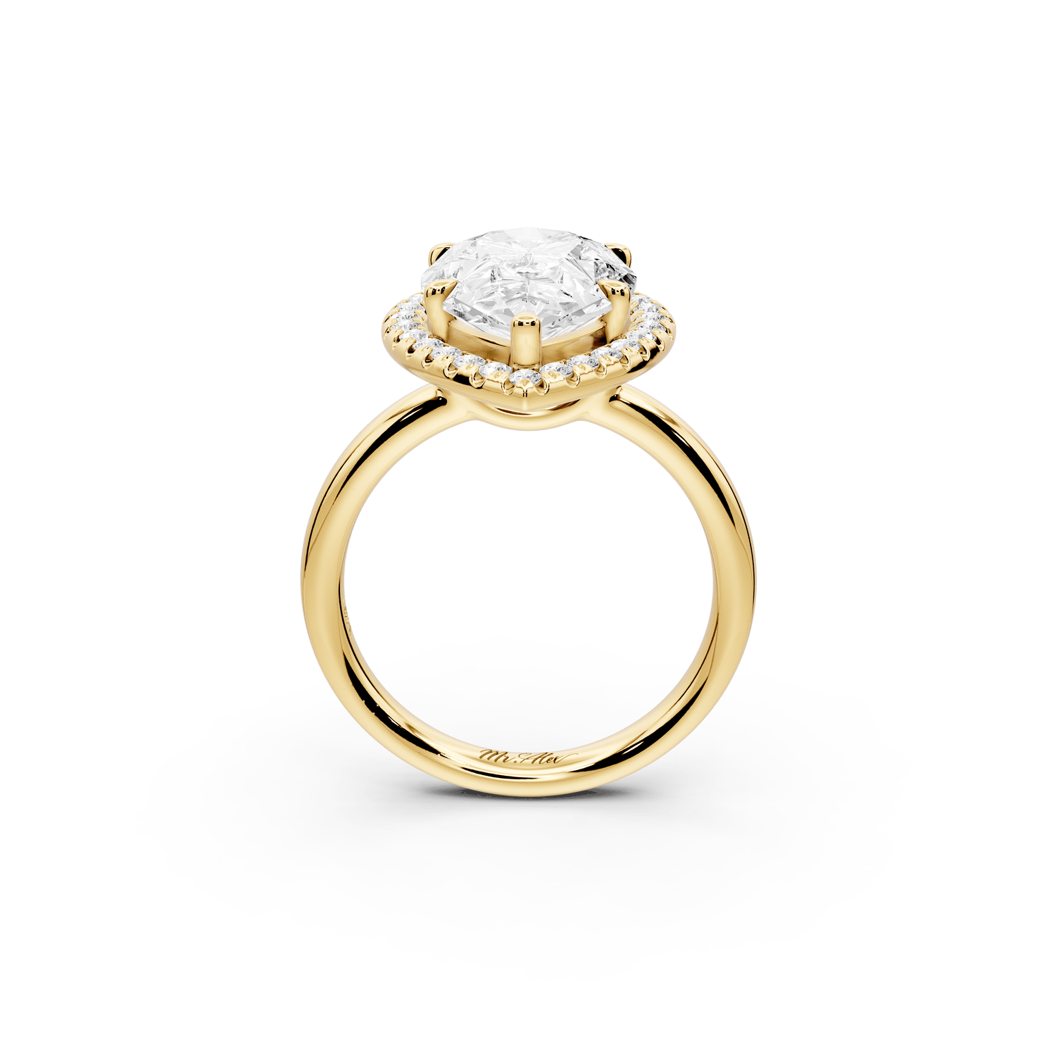 Eliana - 3ct 18k yellow gold pear diamond with halo engagmennt ring - Mr. Alex Jewelry