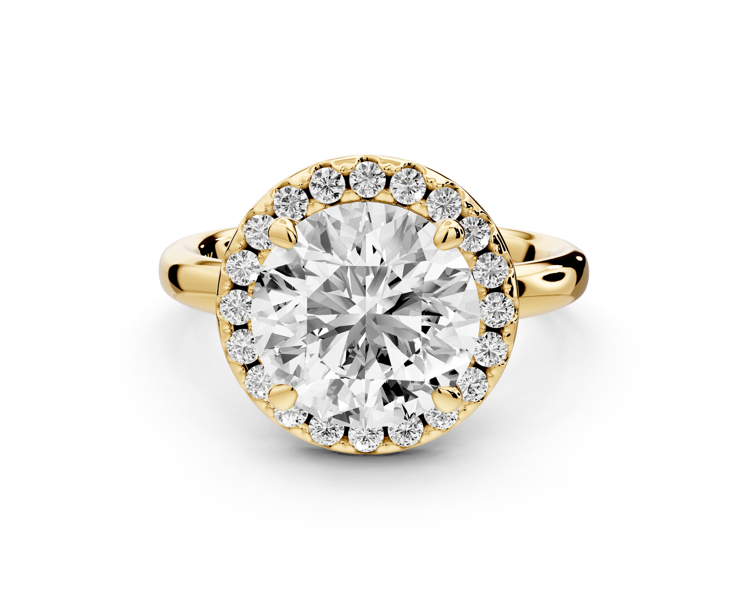 Eliana - 3ct 18k yellow gold round diamond with halo engagmennt ring - Mr. Alex Jewelry