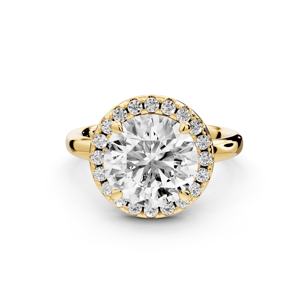 Eliana - 3ct 18k yellow gold round diamond with halo engagmennt ring - Mr. Alex Jewelry