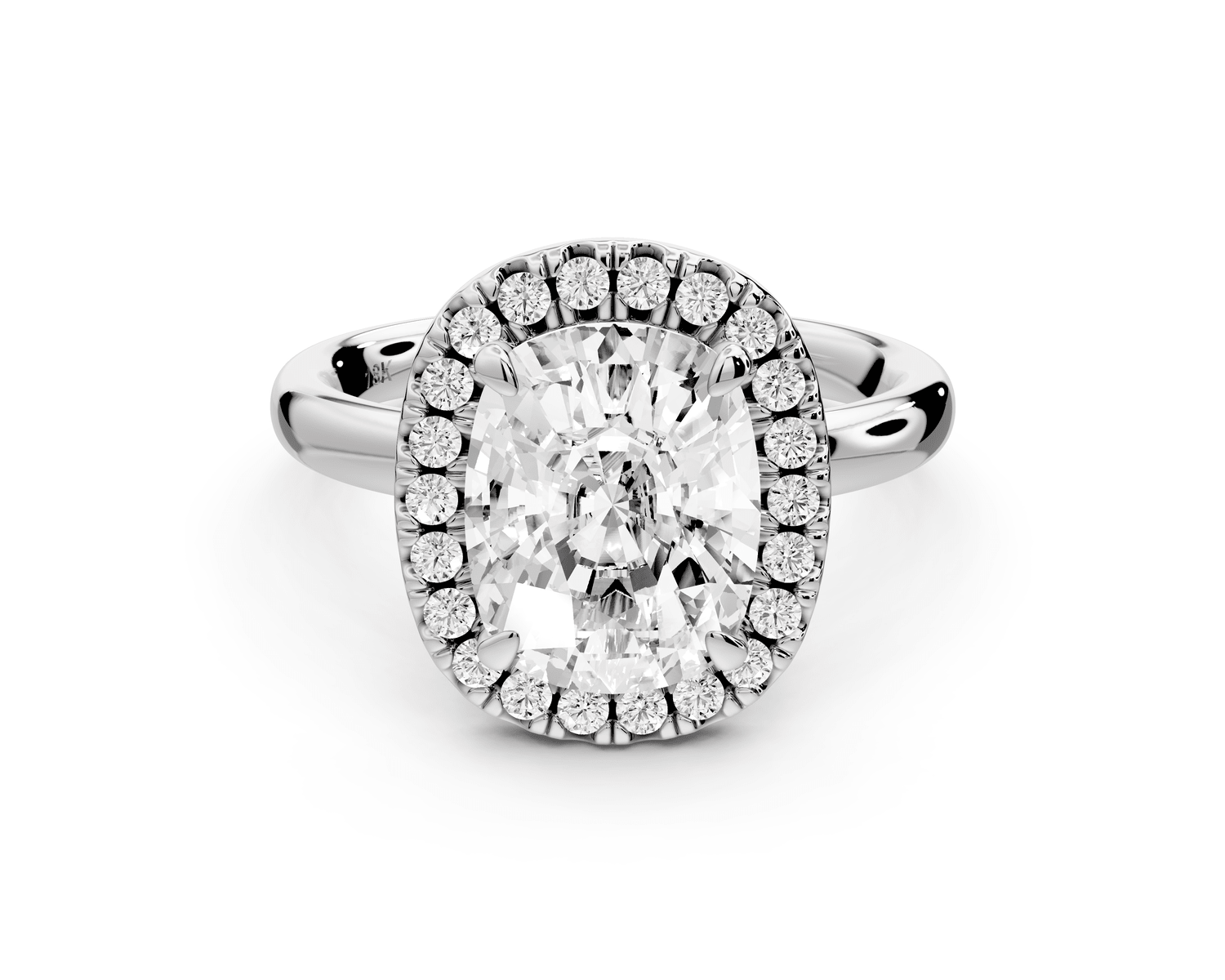 Eliana - 3ct platinum ecushion diamond with halo engagement ring - Mr. Alex Jewelry
