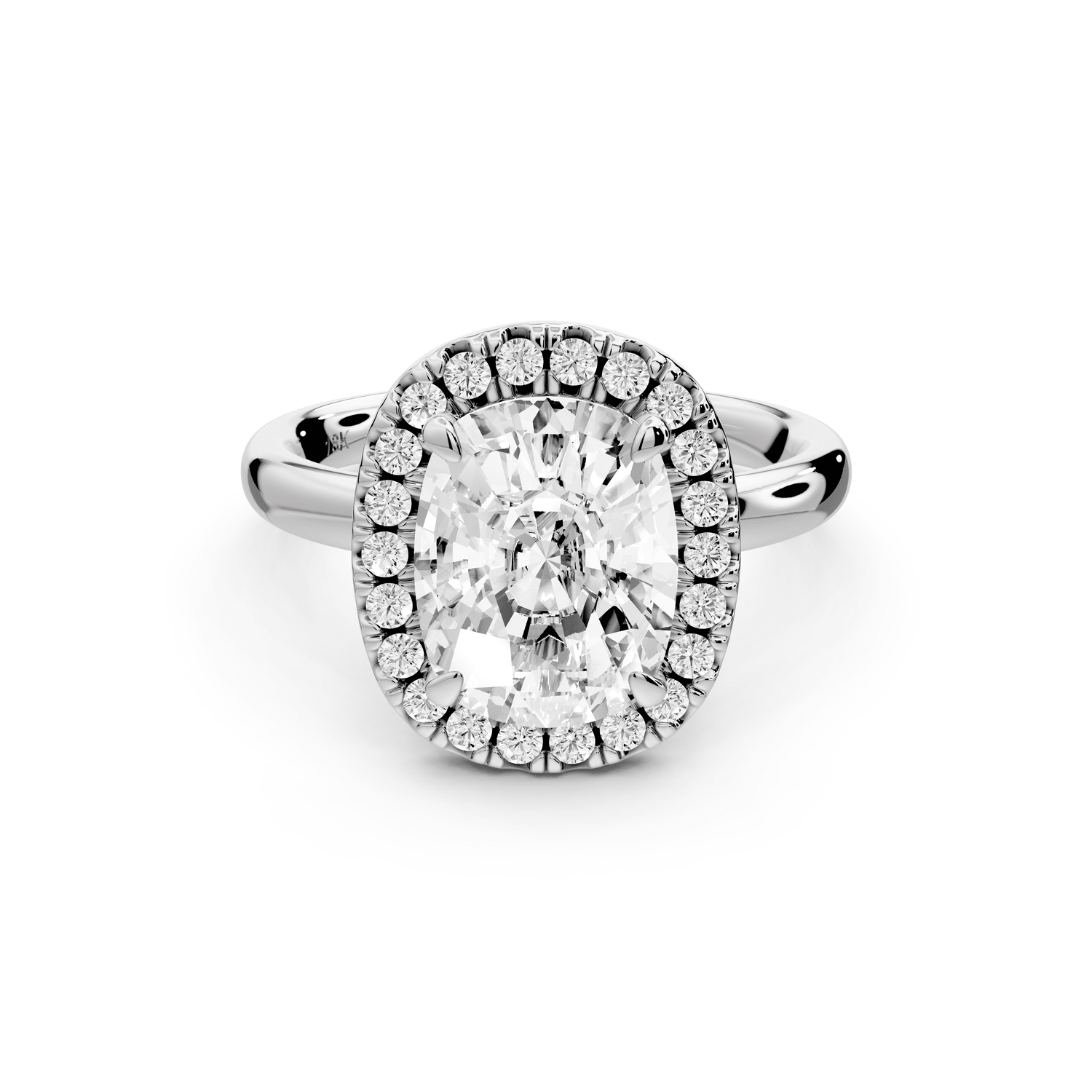Eliana - 3ct platinum ecushion diamond with halo engagement ring - Mr. Alex Jewelry
