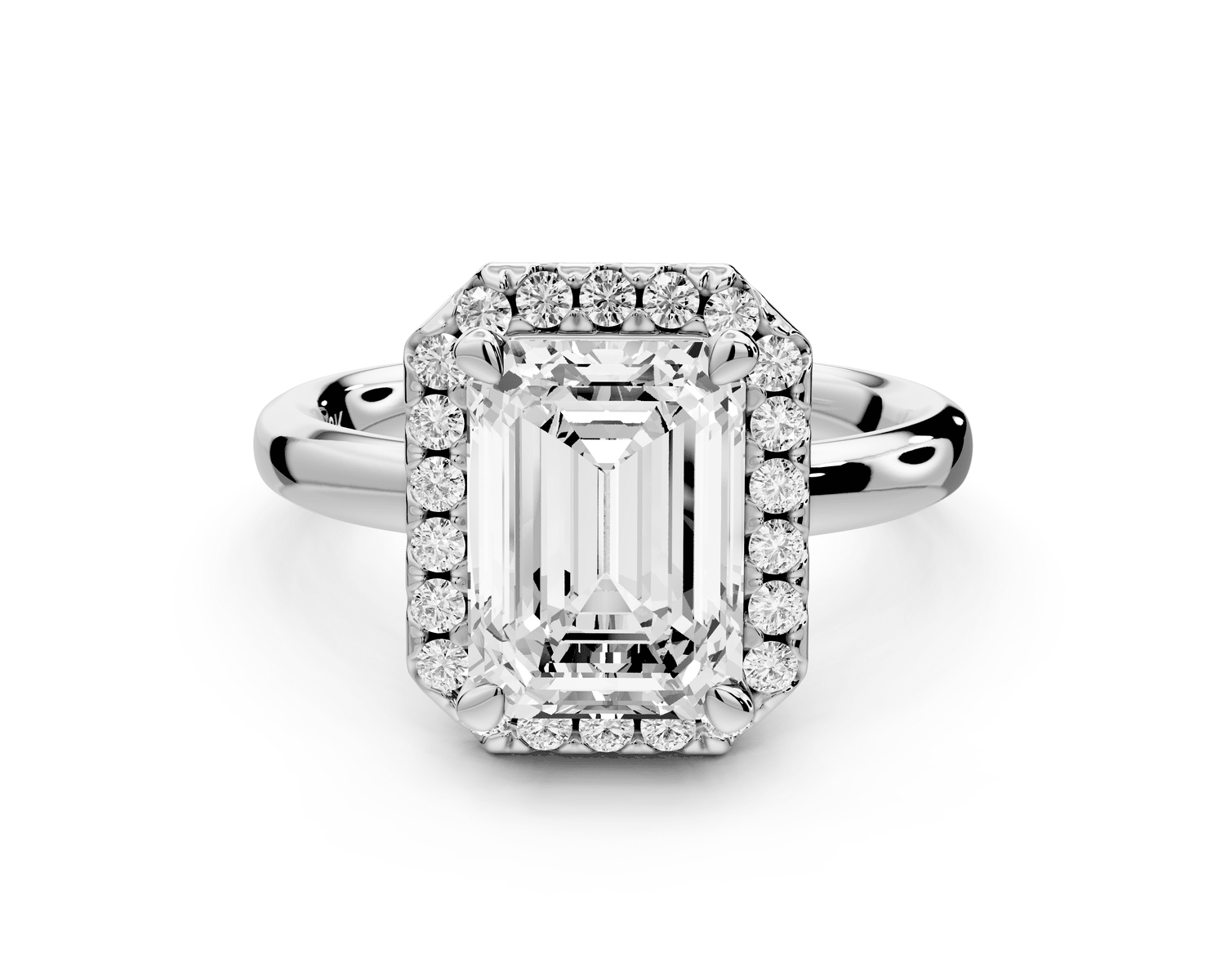 Eliana - 3ct platinum emerald diamond with halo engagmennt ring - Mr. Alex Jewelry