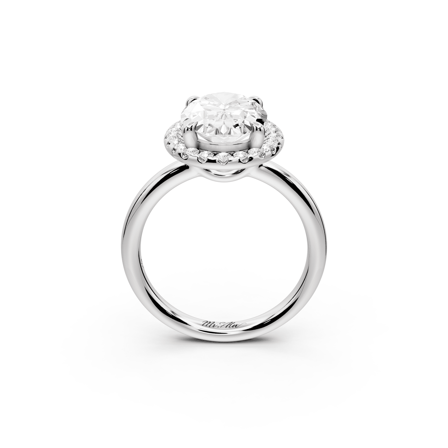 Eliana - 3ct platinum oval diamond with halo engagmennt ring - Mr. Alex Jewelry