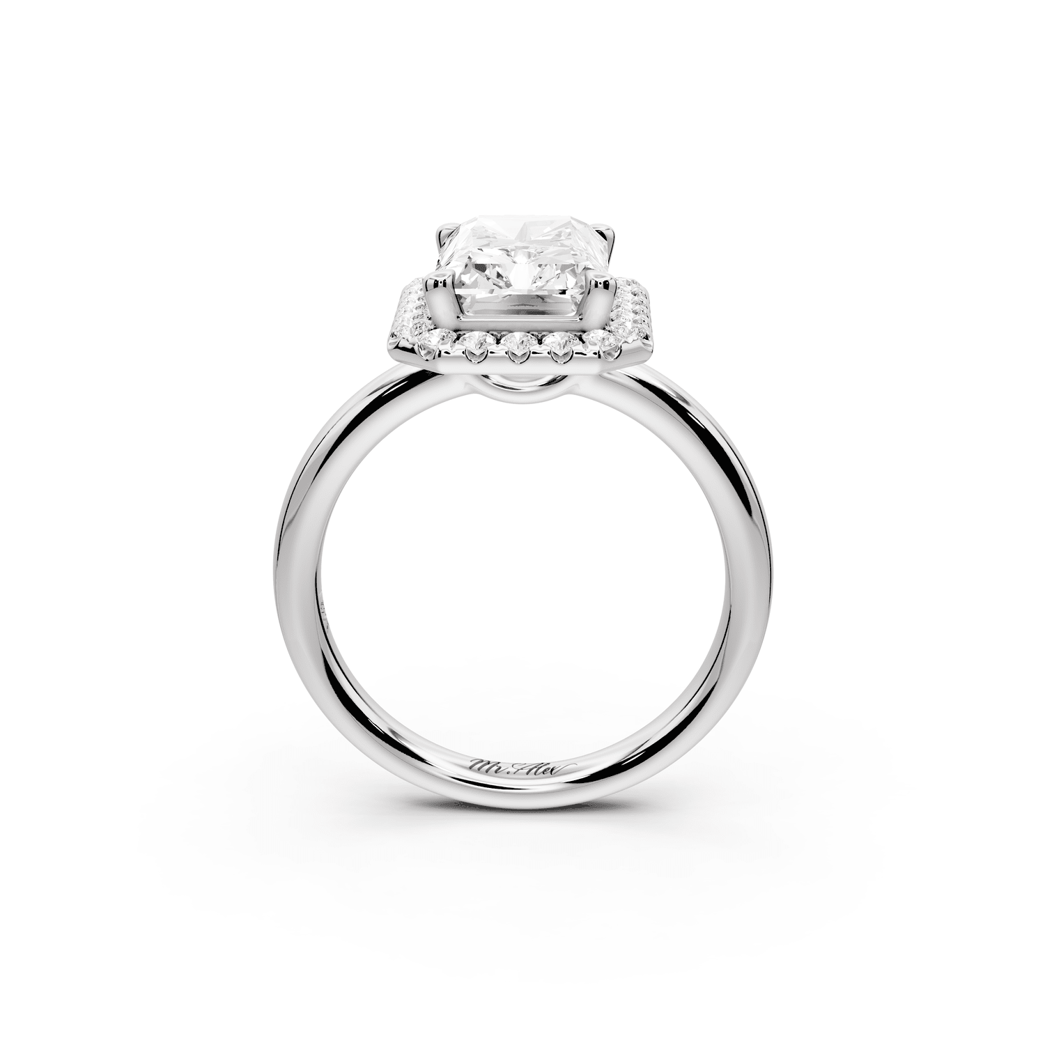 Eliana - 3ct platinum radiant diamond with halo engagement ring - Mr. Alex Jewelry