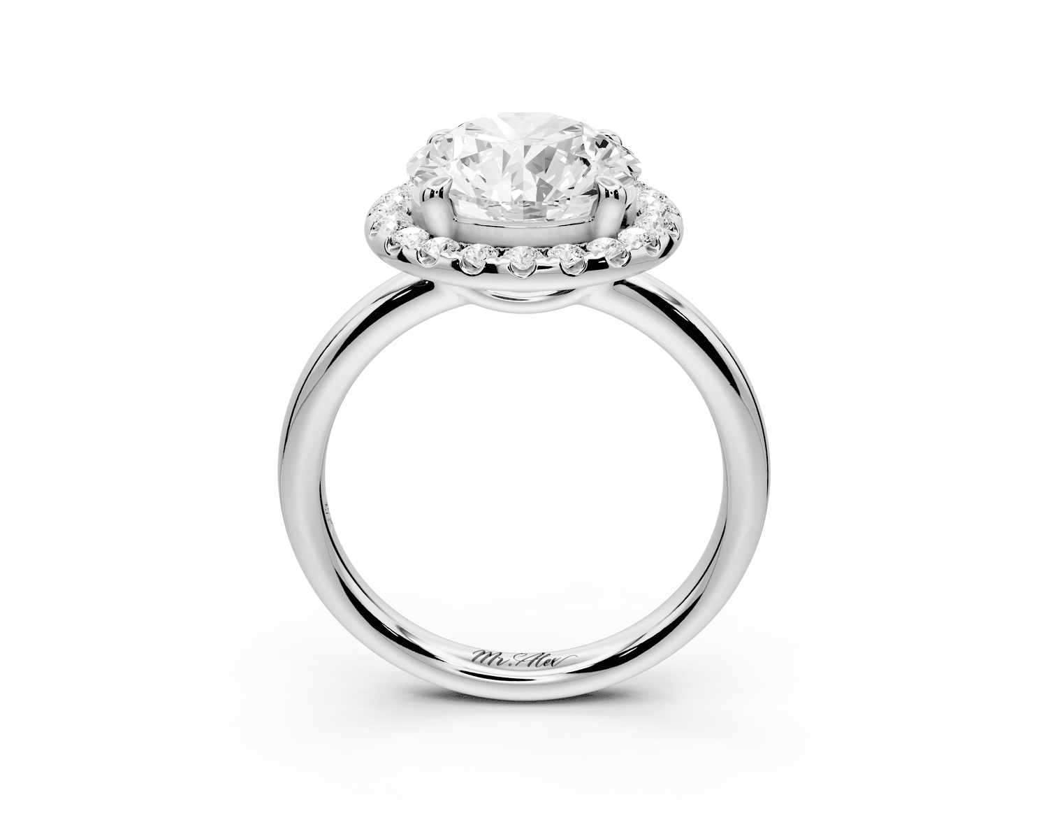 Eliana - 3ct platinum round diamond with halo engagmennt ring - Mr. Alex Jewelry