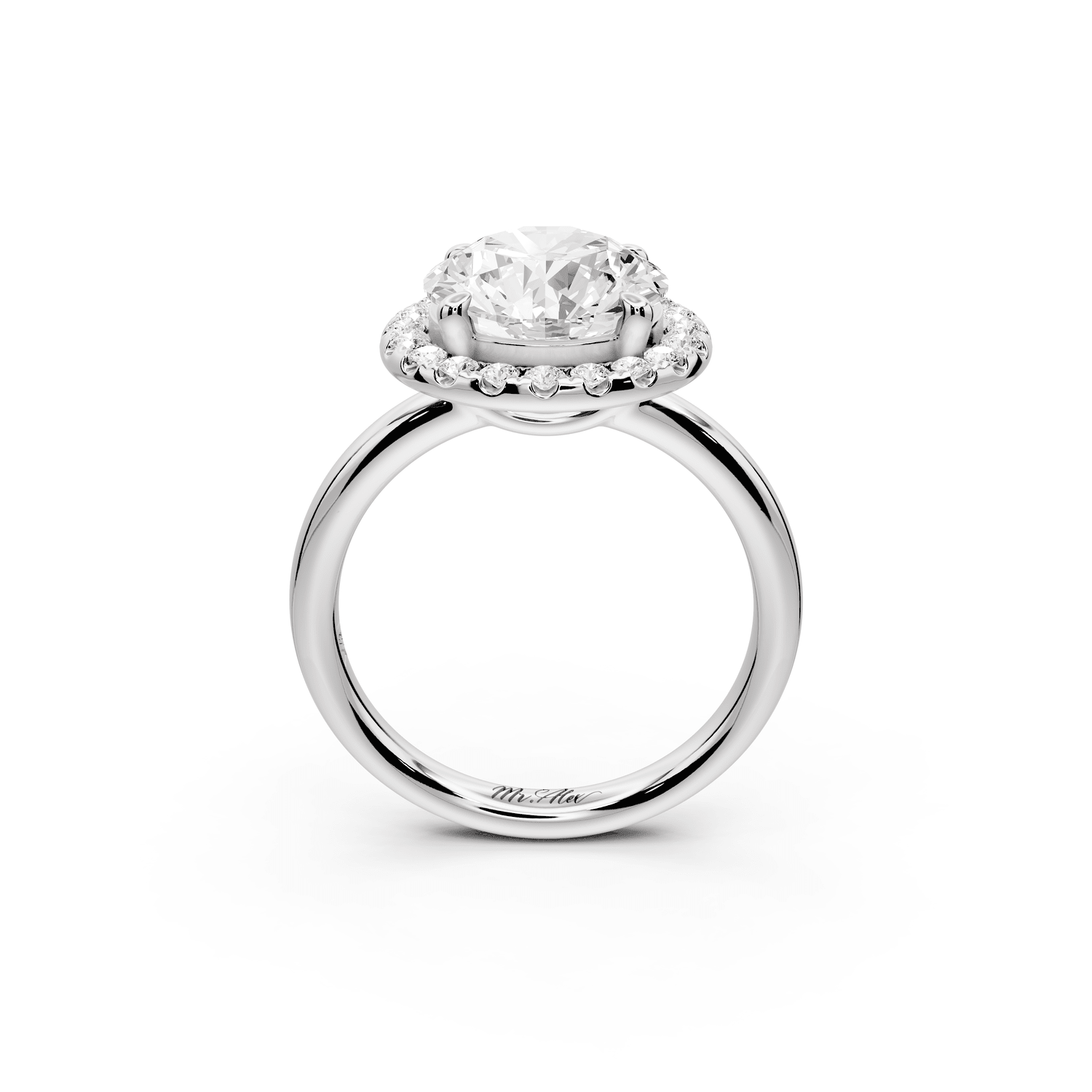 Eliana - 3ct platinum round diamond with halo engagmennt ring - Mr. Alex Jewelry