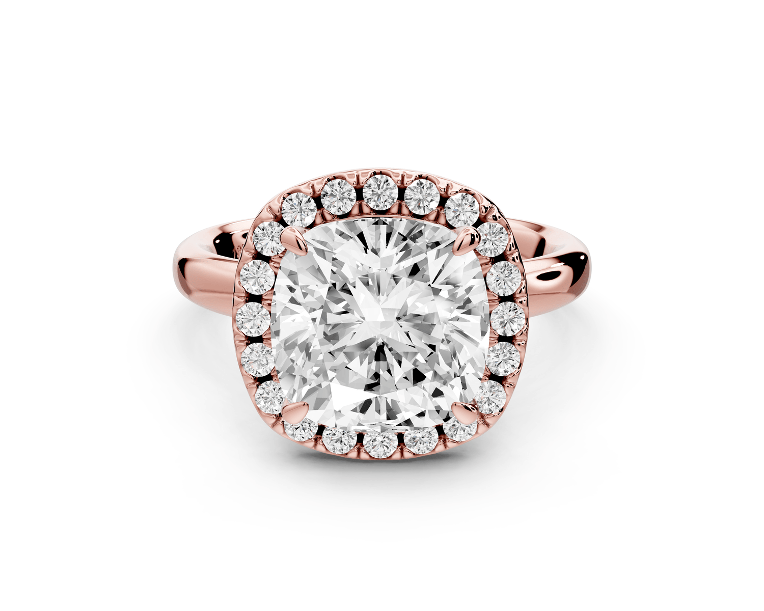 Eliana - 4ct 14k rose gold cushion diamond with halo engagement ring - Mr. Alex Jewelry