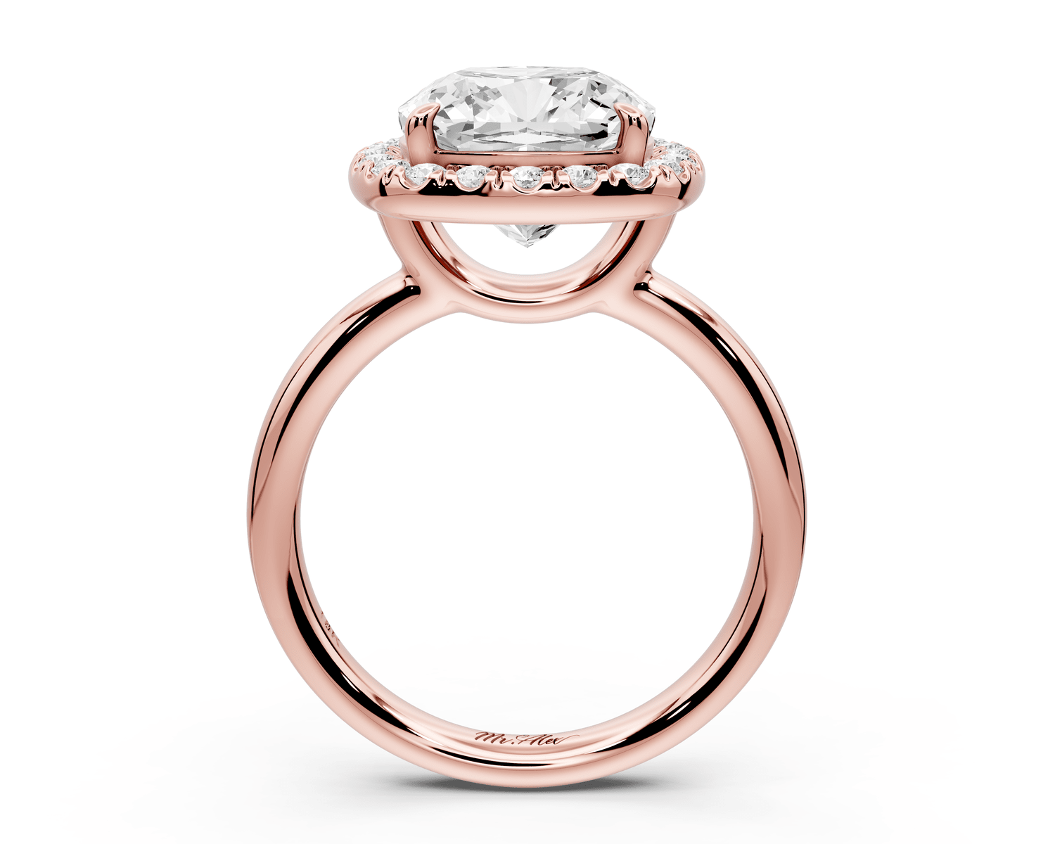 Eliana - 4ct 14k rose gold cushion diamond with halo engagement ring - Mr. Alex Jewelry