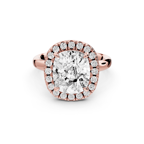 Eliana - 4ct 14k rose gold ecushion diamond with halo engagement ring - Mr. Alex Jewelry