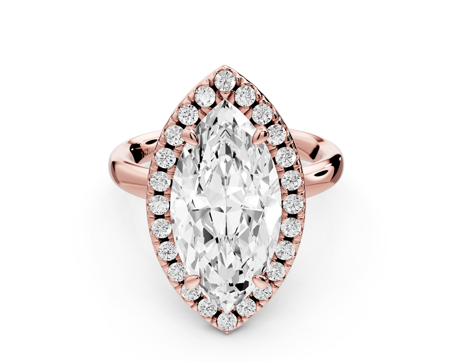 Eliana - 4ct 14k rose gold marquise diamond with halo engagement ring - Mr. Alex Jewelry