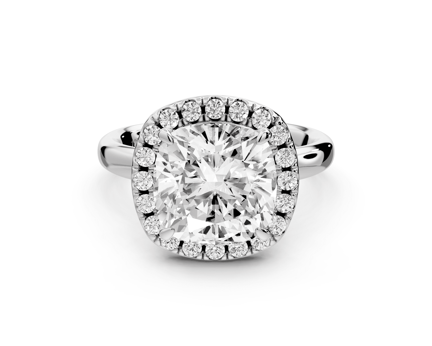 Eliana - 4ct 14k white gold cushion diamond with halo engagement ring - Mr. Alex Jewelry