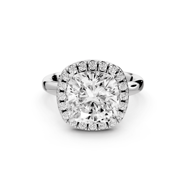 Eliana - 4ct 14k white gold cushion diamond with halo engagement ring - Mr. Alex Jewelry