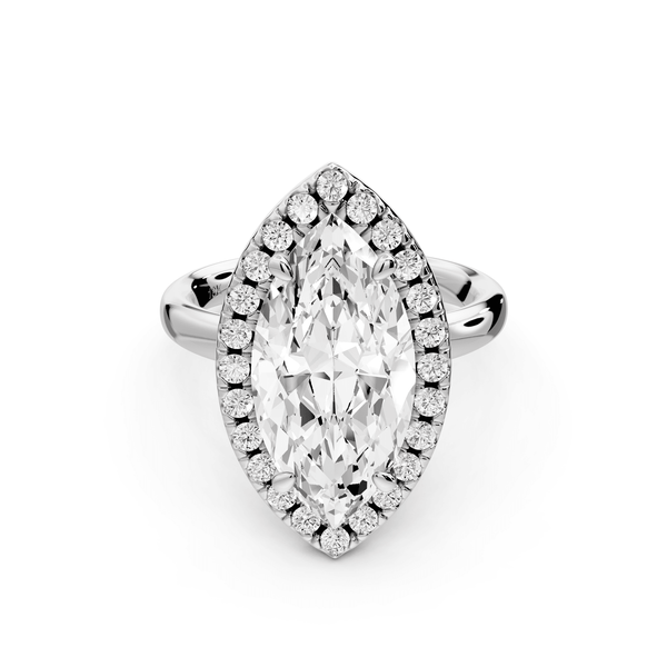 Eliana - 4ct 14k white gold marquise diamond with halo engagement ring - Mr. Alex Jewelry