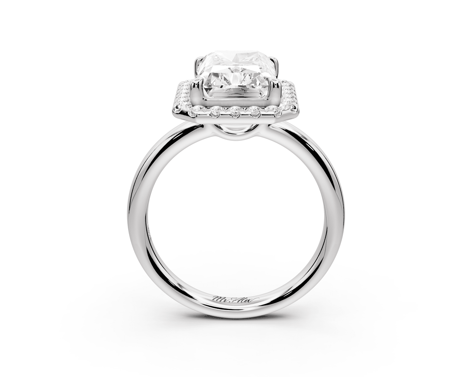 Eliana - 4ct 14k white gold radiant diamond with halo engagement ring - Mr. Alex Jewelry