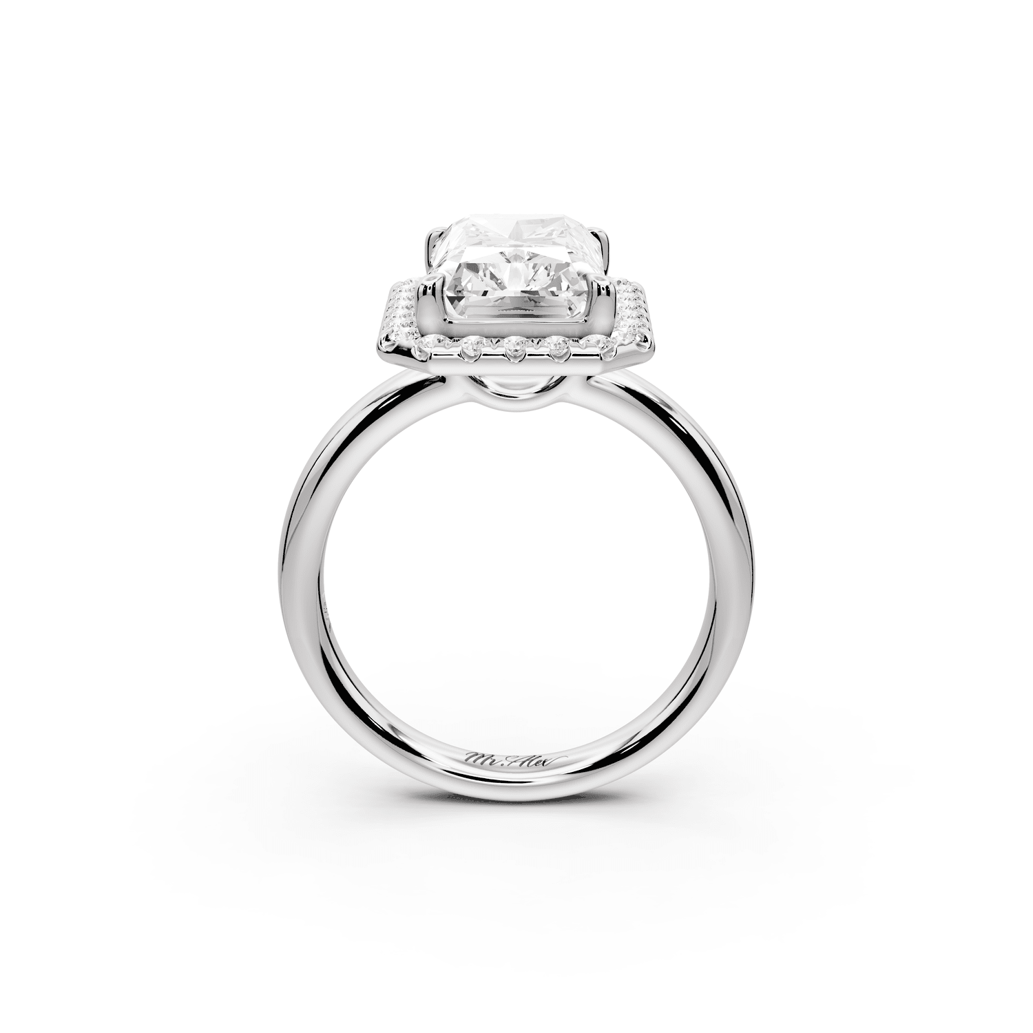 Eliana - 4ct 14k white gold radiant diamond with halo engagement ring - Mr. Alex Jewelry