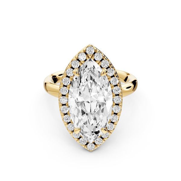 Eliana - 4ct 14k yellow gold marquise diamond with halo engagement ring - Mr. Alex Jewelry