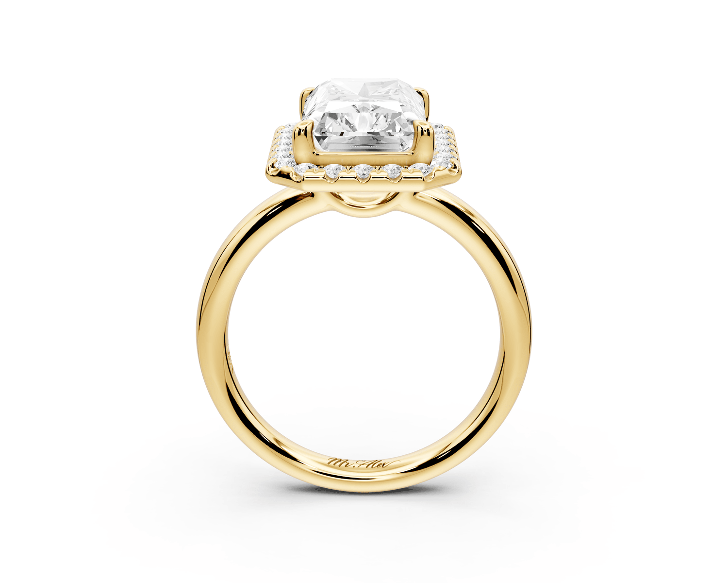 Eliana - 4ct 14k yellow gold radiant diamond with halo engagement ring - Mr. Alex Jewelry
