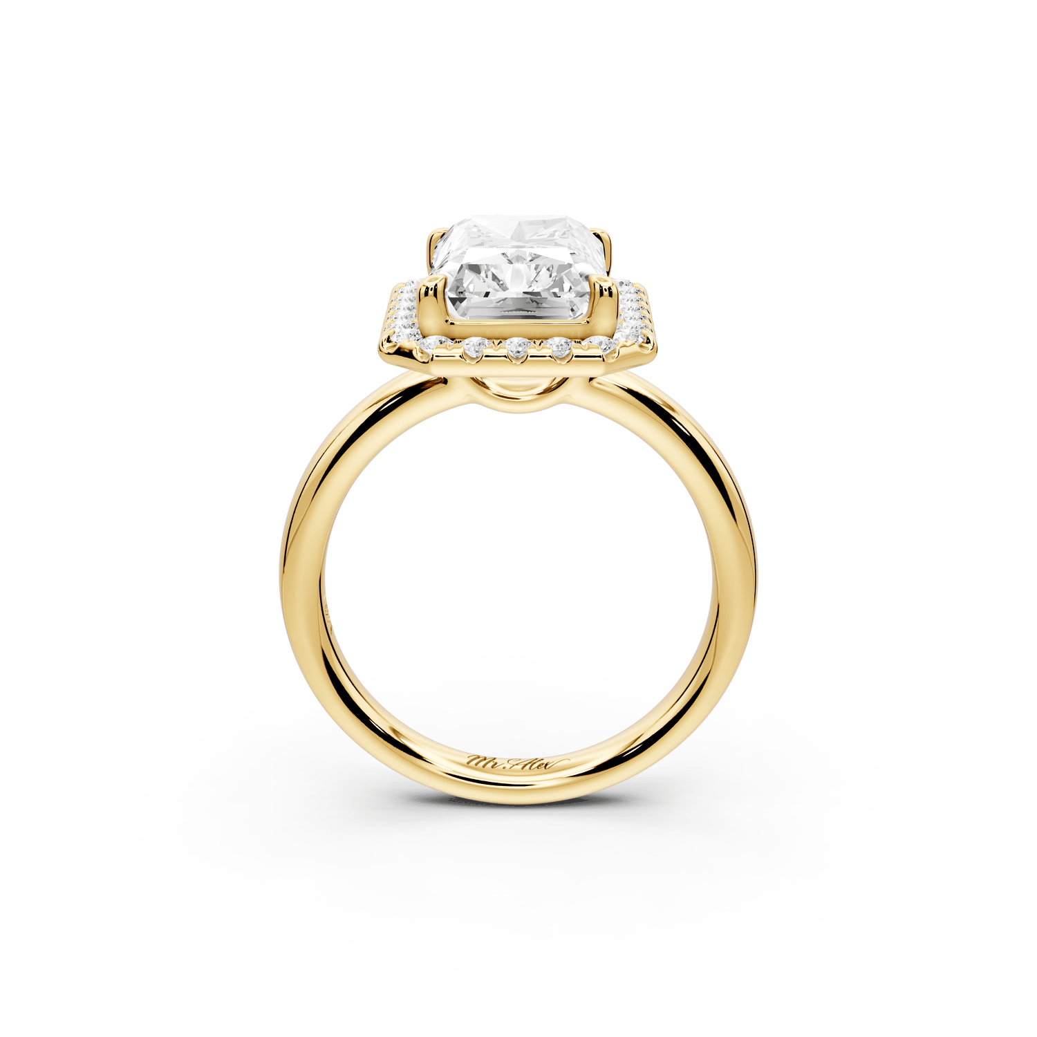 Eliana - 4ct 14k yellow gold radiant diamond with halo engagement ring - Mr. Alex Jewelry