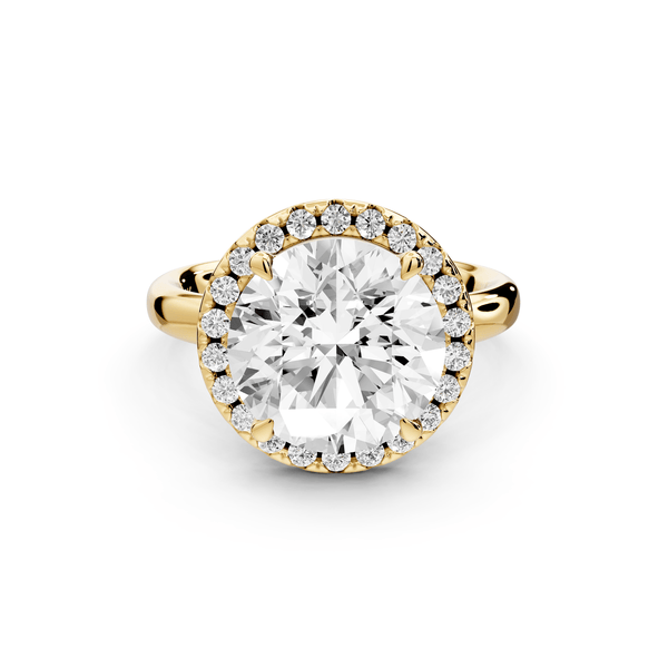 Eliana - 4ct 14k yellow gold round diamond with halo engagmennt ring - Mr. Alex Jewelry