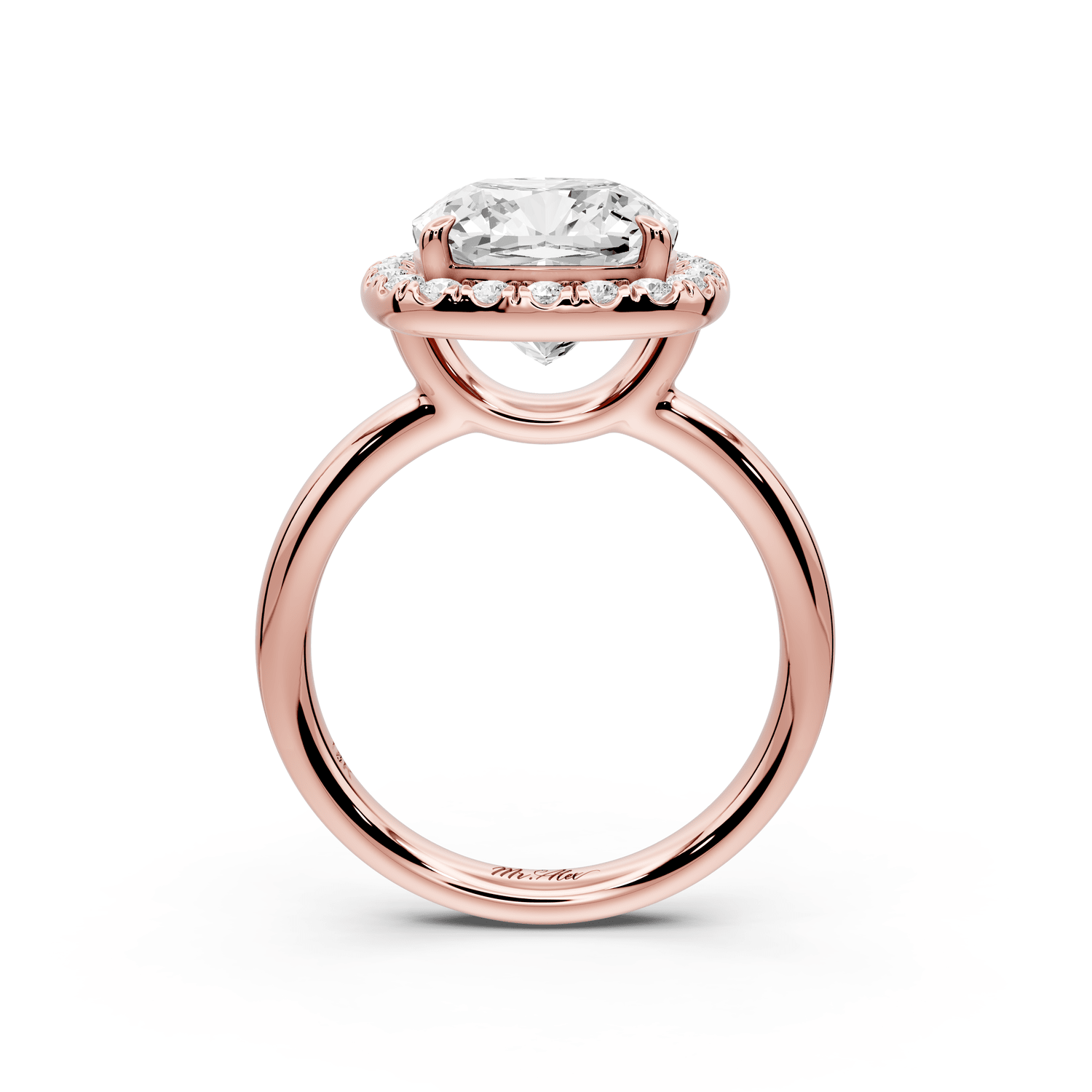 Eliana - 4ct 18k rose gold cushion diamond with halo engagement ring - Mr. Alex Jewelry