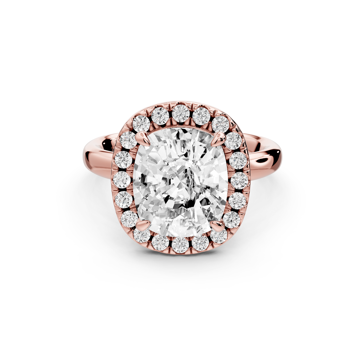 Eliana - 4ct 18k rose gold ecushion diamond with halo engagement ring - Mr. Alex Jewelry