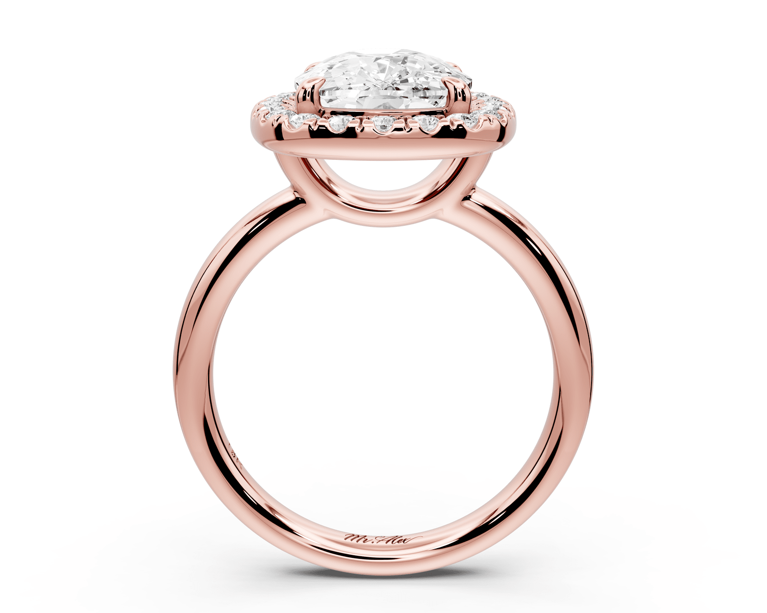 Eliana - 4ct 18k rose gold ecushion diamond with halo engagement ring - Mr. Alex Jewelry