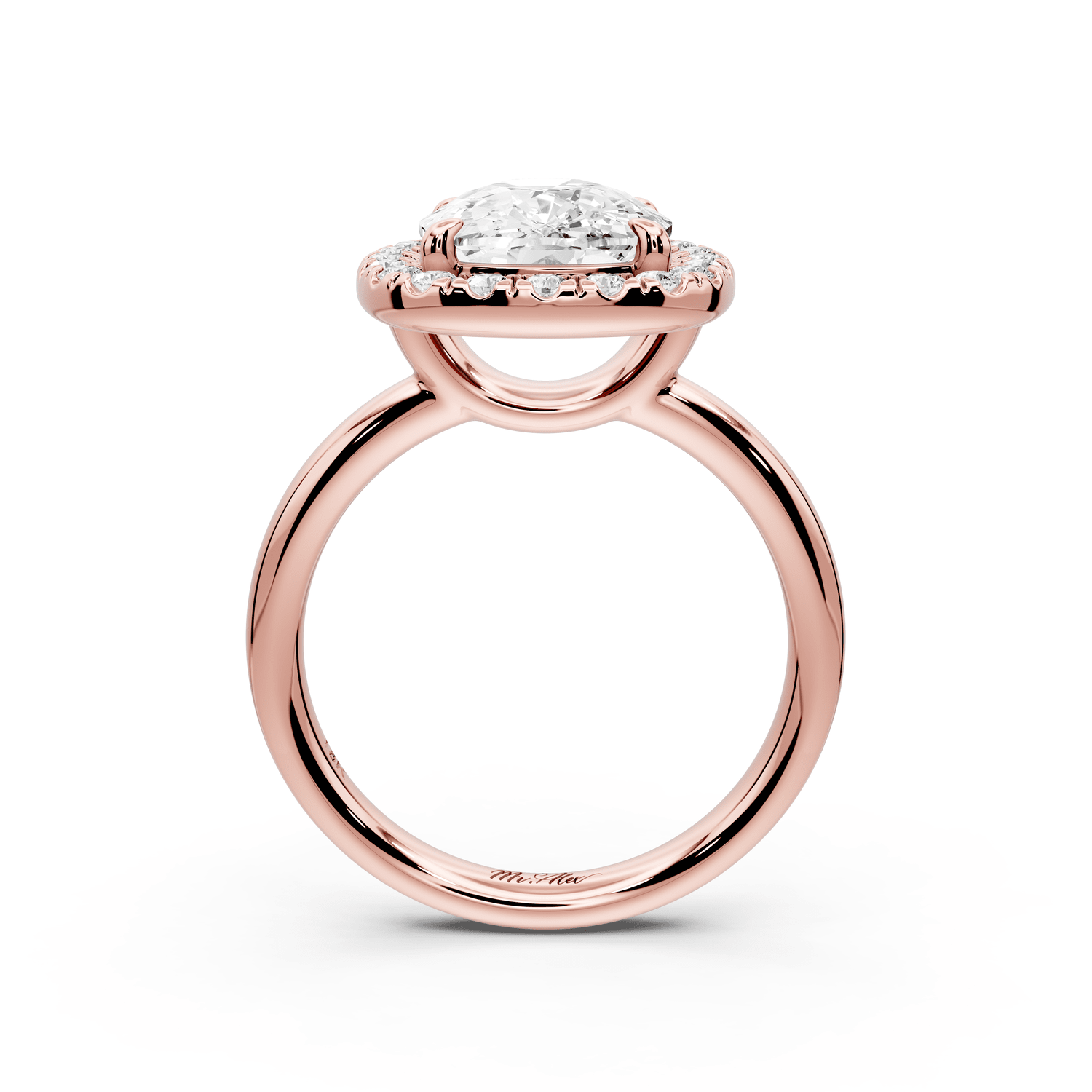 Eliana - 4ct 18k rose gold ecushion diamond with halo engagement ring - Mr. Alex Jewelry