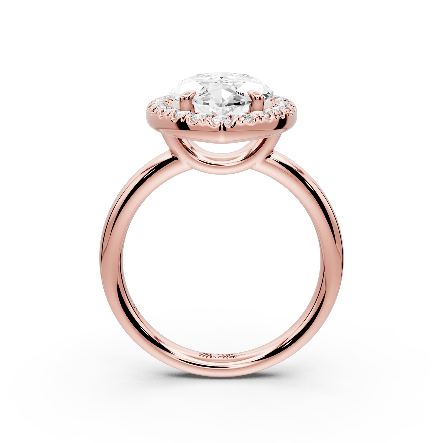 Eliana - 4ct 18k rose gold marquise diamond with halo engagement ring - Mr. Alex Jewelry