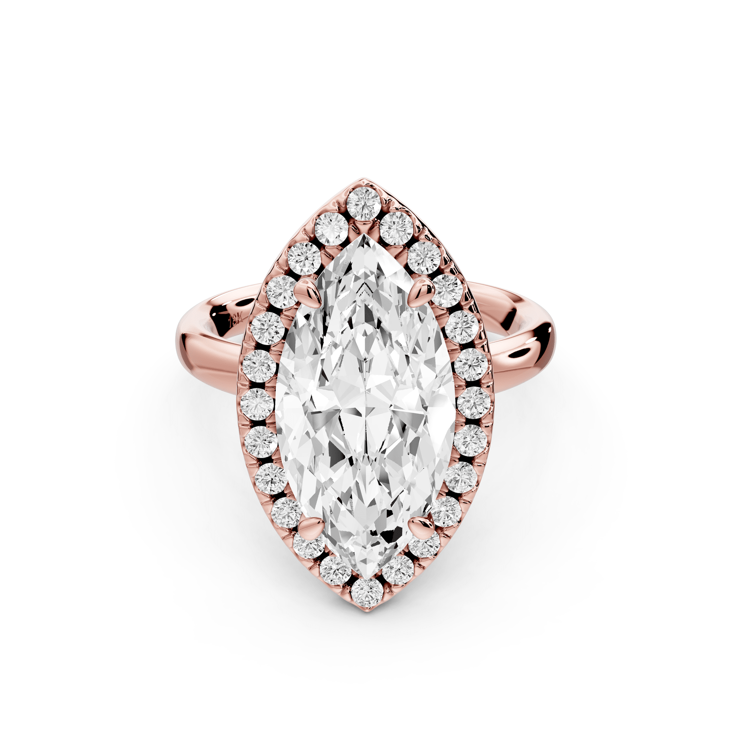 Eliana - 4ct 18k rose gold marquise diamond with halo engagement ring - Mr. Alex Jewelry