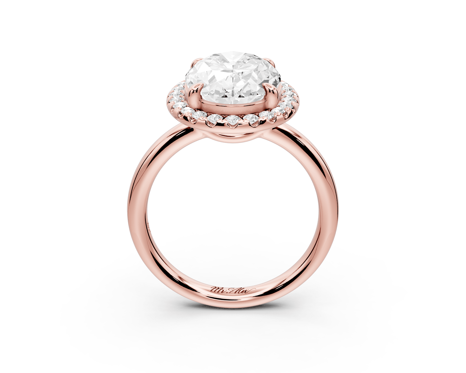 Eliana - 4ct 18k rose gold oval diamond with halo engagmennt ring - Mr. Alex Jewelry