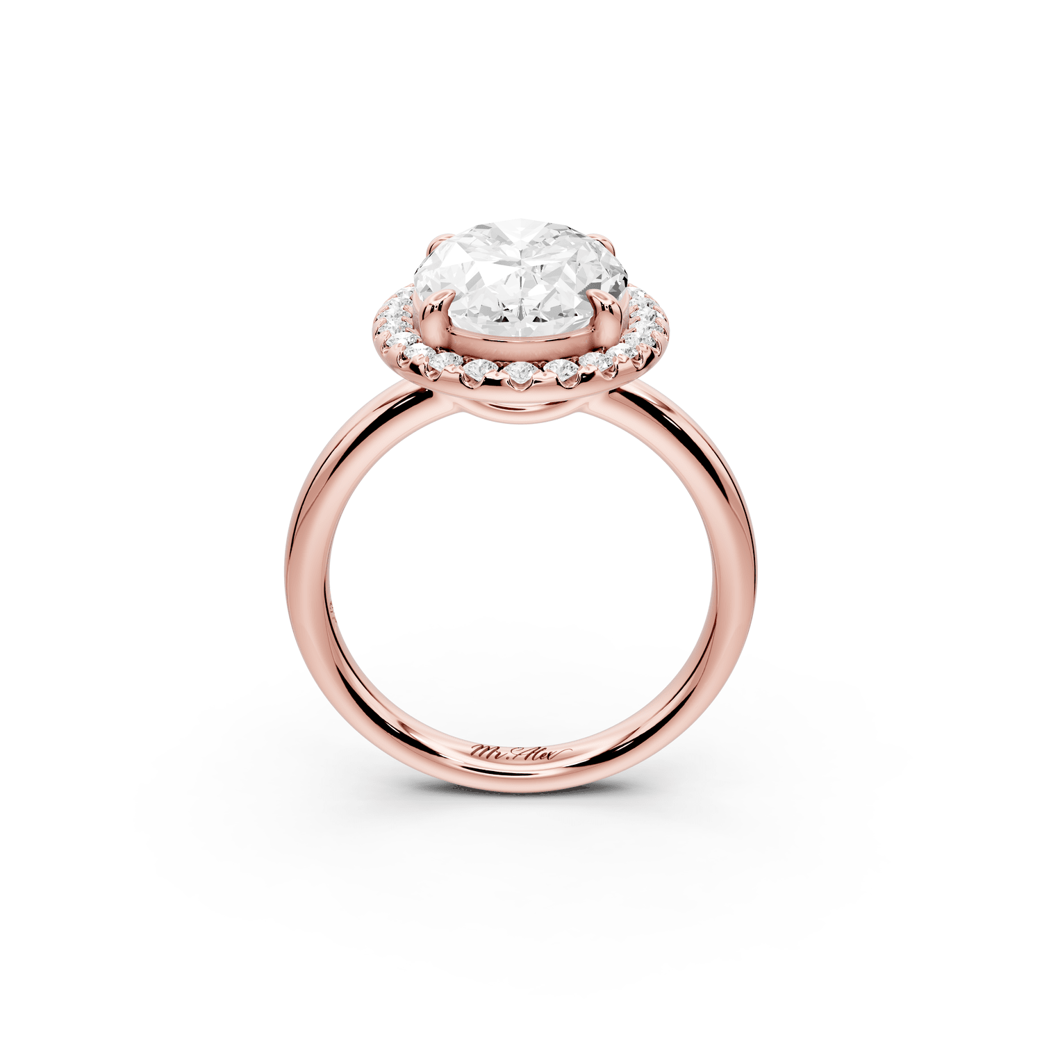 Eliana - 4ct 18k rose gold oval diamond with halo engagmennt ring - Mr. Alex Jewelry