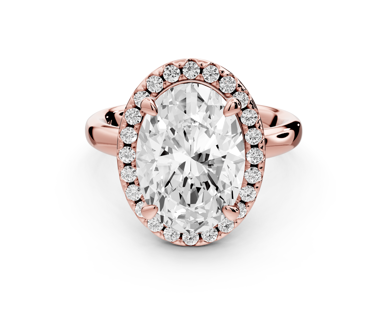 Eliana - 4ct 18k rose gold oval diamond with halo engagmennt ring - Mr. Alex Jewelry