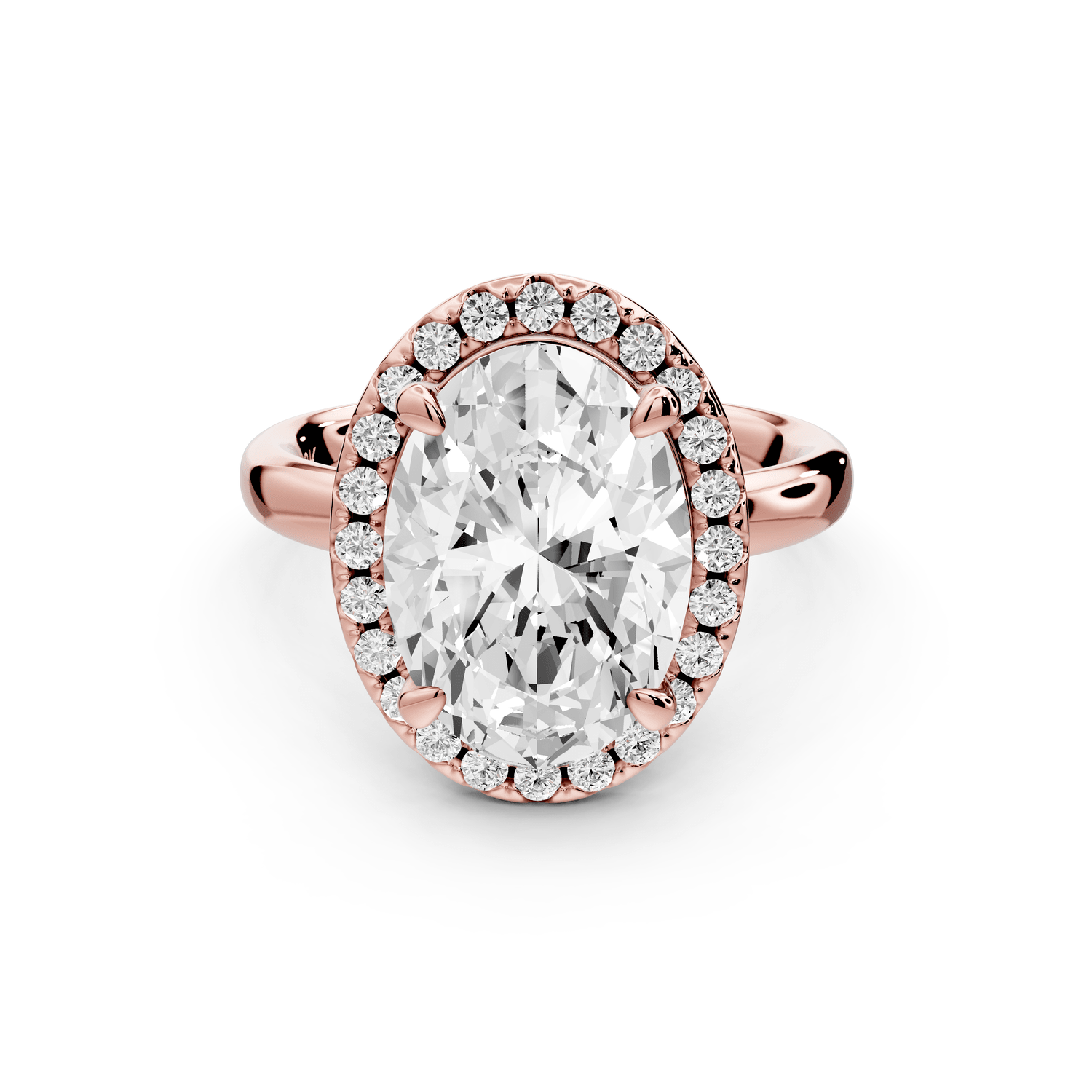 Eliana - 4ct 18k rose gold oval diamond with halo engagmennt ring - Mr. Alex Jewelry