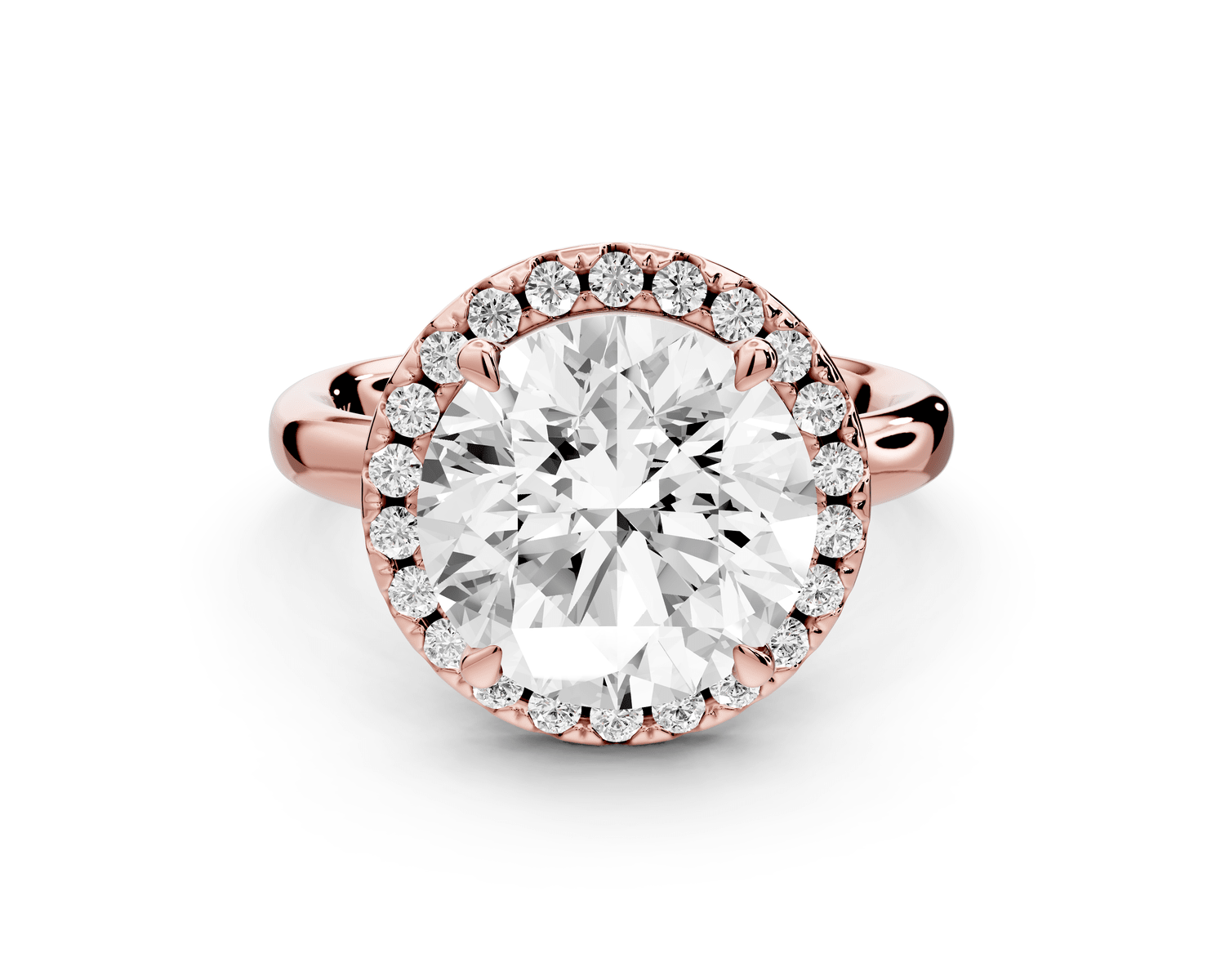 Eliana - 4ct 18k rose gold round diamond with halo engagmennt ring - Mr. Alex Jewelry