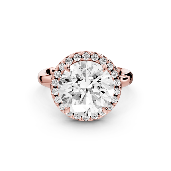 Eliana - 4ct 18k rose gold round diamond with halo engagmennt ring - Mr. Alex Jewelry