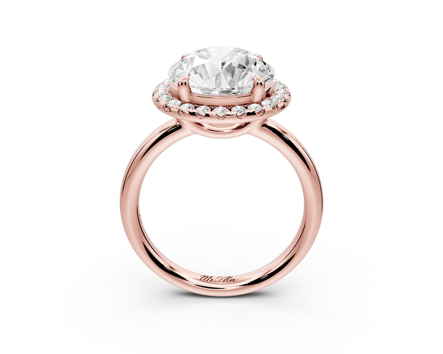 Eliana - 4ct 18k rose gold round diamond with halo engagmennt ring - Mr. Alex Jewelry