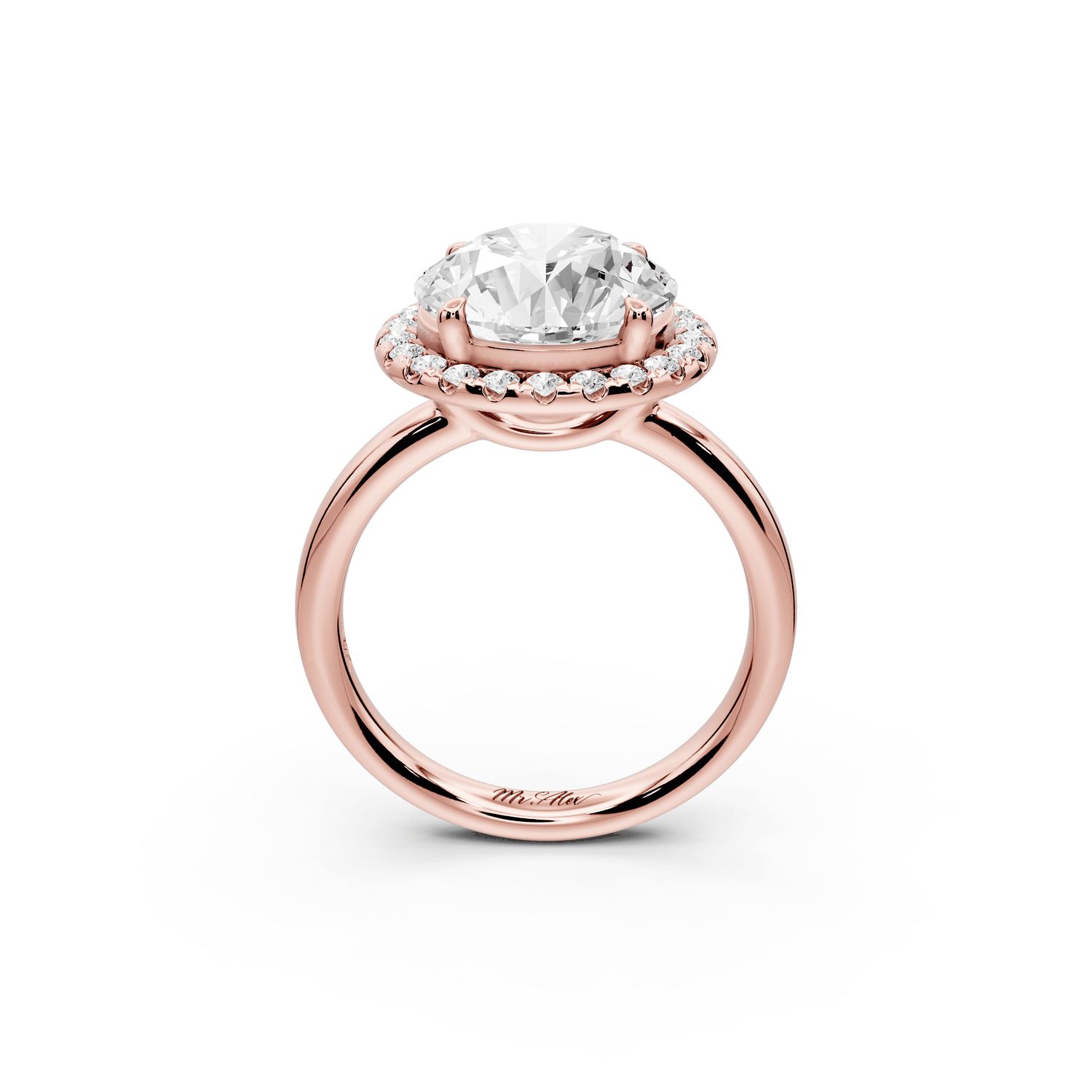 Eliana - 4ct 18k rose gold round diamond with halo engagmennt ring - Mr. Alex Jewelry