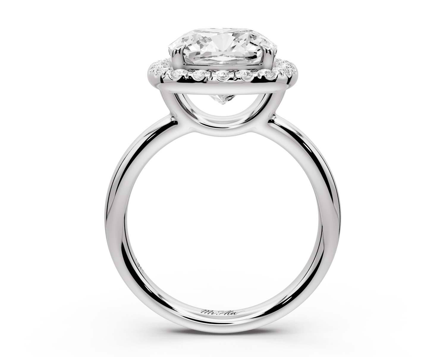 Eliana - 4ct 18k white gold cushion diamond with halo engagement ring - Mr. Alex Jewelry