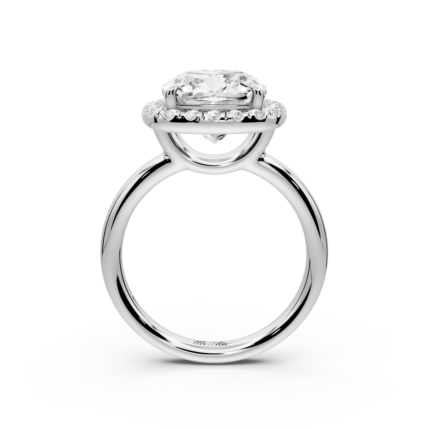 Eliana - 4ct 18k white gold cushion diamond with halo engagement ring - Mr. Alex Jewelry