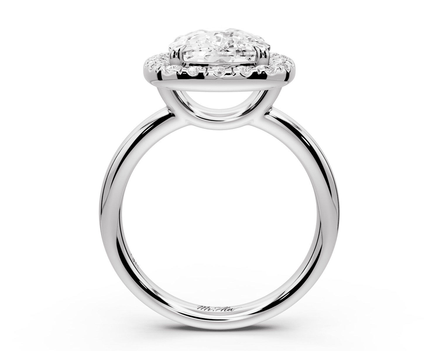 Eliana - 4ct 18k white gold ecushion diamond with halo engagement ring - Mr. Alex Jewelry