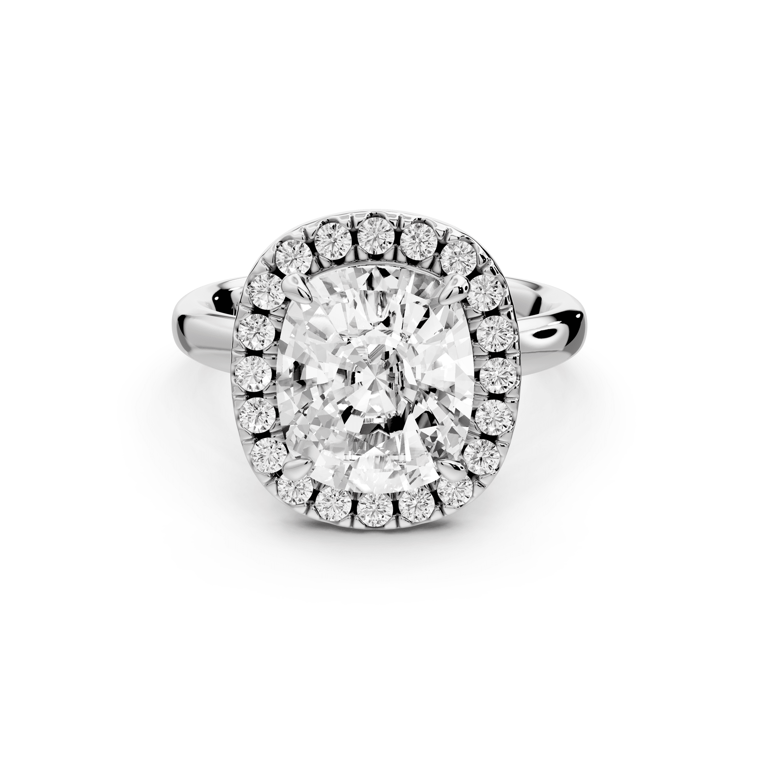 Eliana - 4ct 18k white gold ecushion diamond with halo engagement ring - Mr. Alex Jewelry