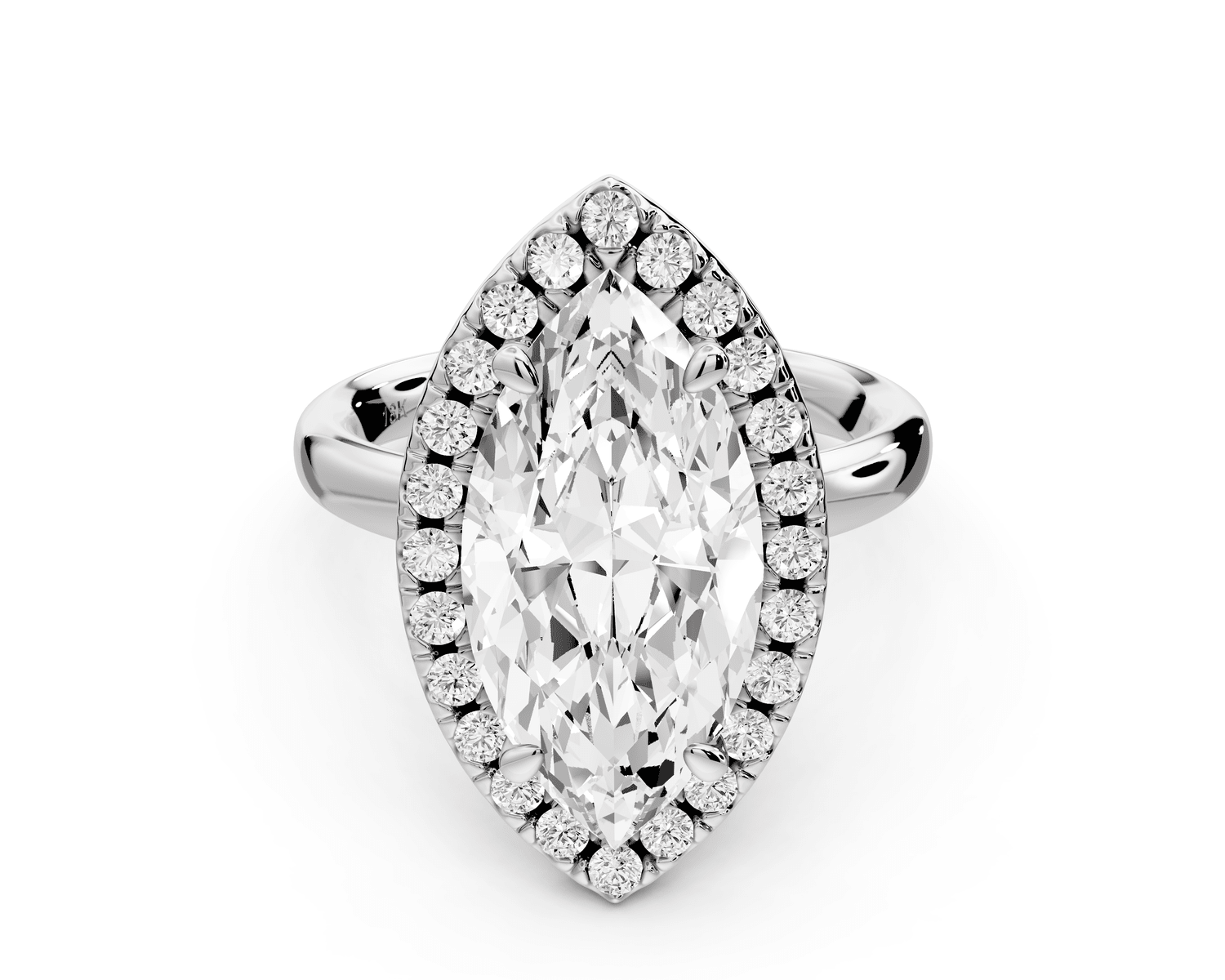 Eliana - 4ct 18k white gold marquise diamond with halo engagement ring - Mr. Alex Jewelry