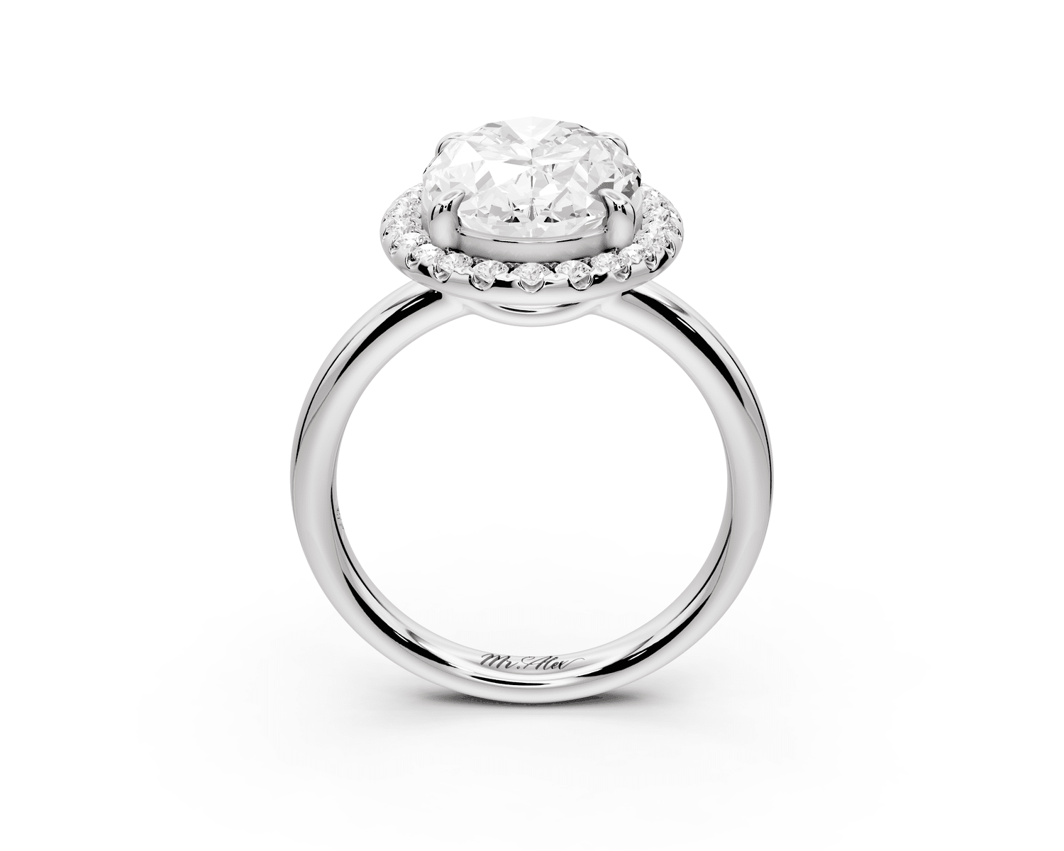 Eliana - 4ct 18k white gold oval diamond with halo engagmennt ring - Mr. Alex Jewelry