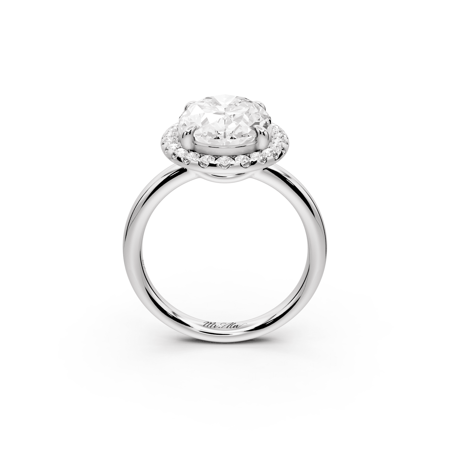 Eliana - 4ct 18k white gold oval diamond with halo engagmennt ring - Mr. Alex Jewelry