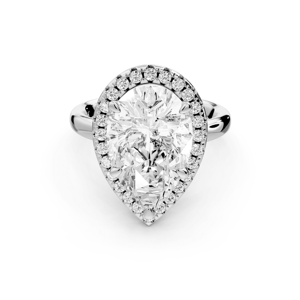 Eliana - 4ct 18k white gold pear diamond with halo engagmennt ring - Mr. Alex Jewelry