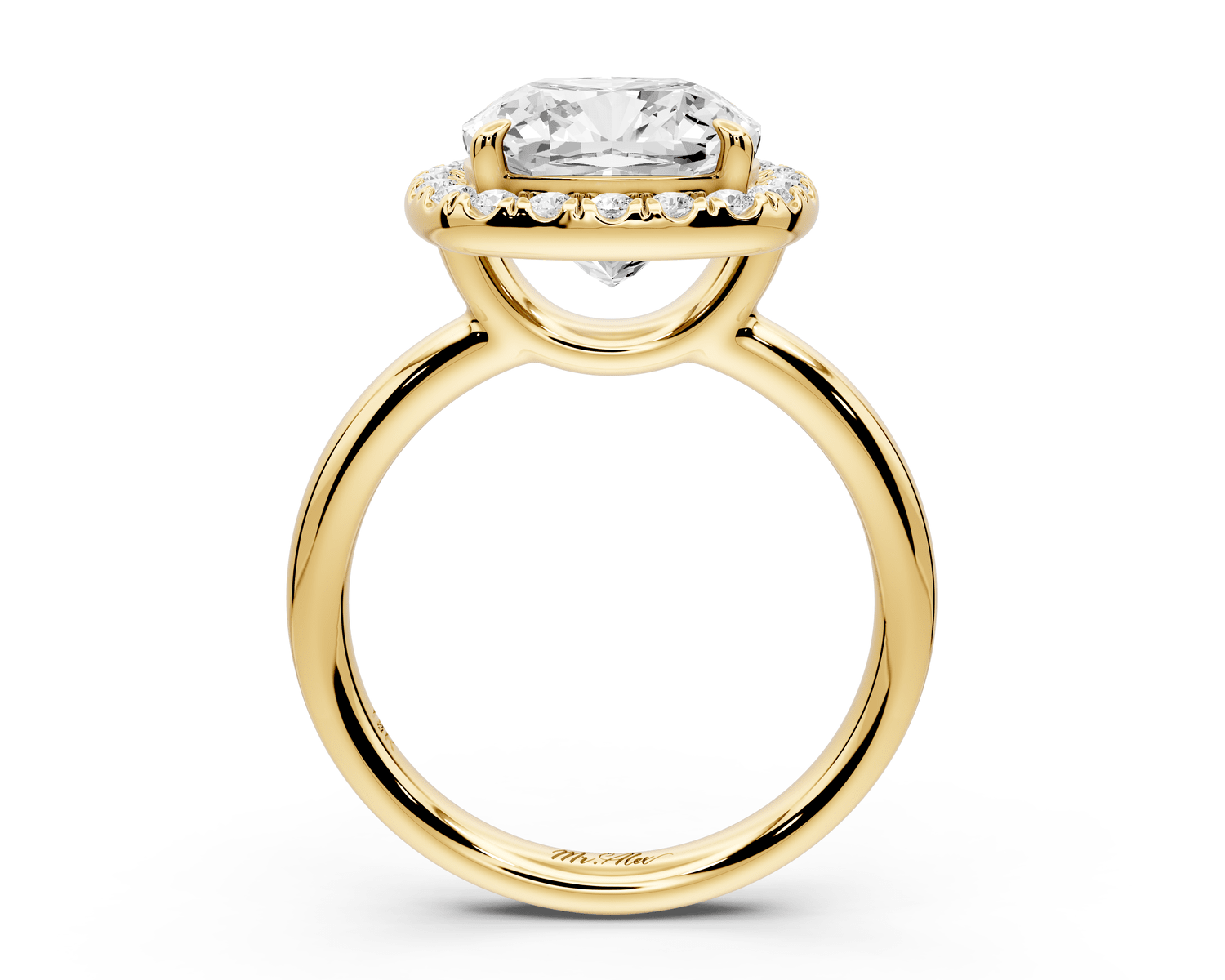 Eliana - 4ct 18k yellow gold cushion diamond with halo engagement ring - Mr. Alex Jewelry