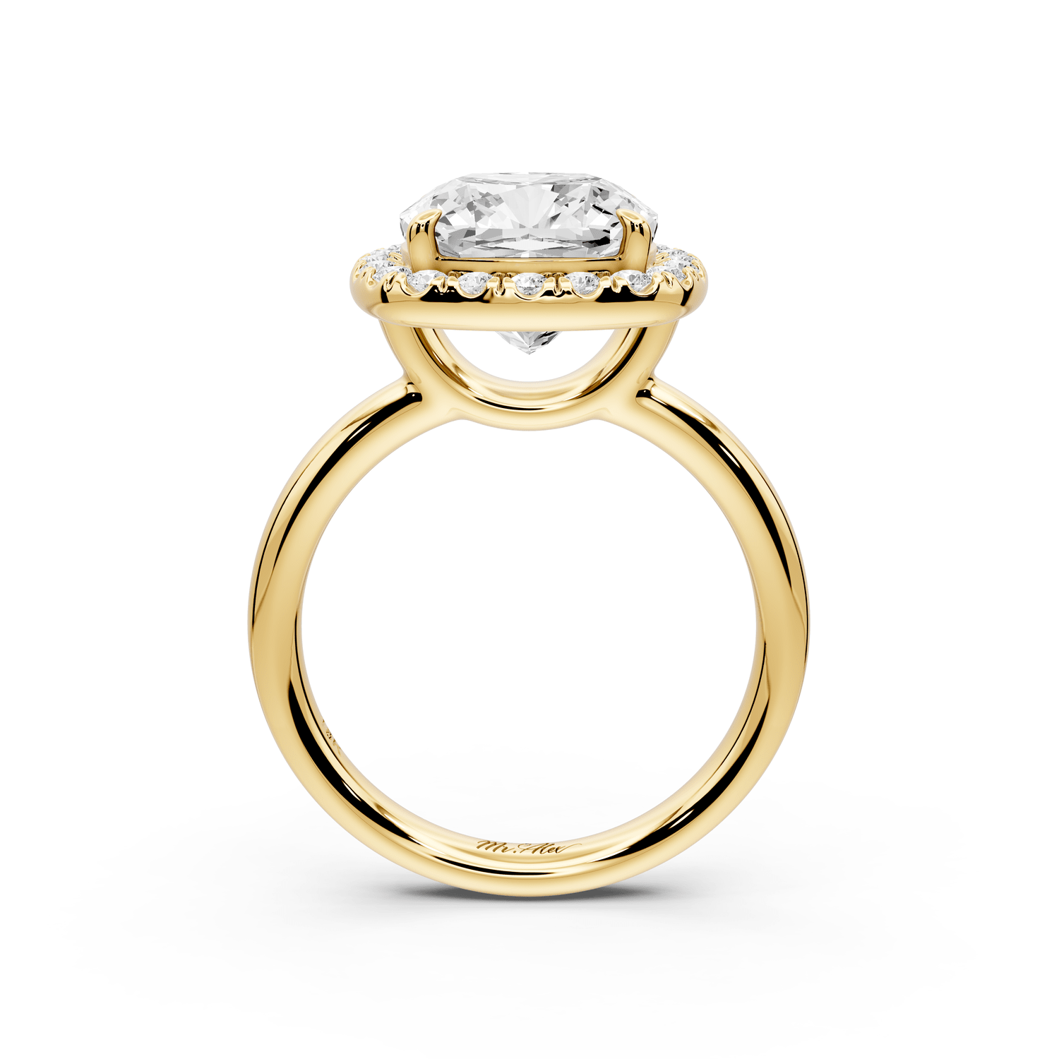Eliana - 4ct 18k yellow gold cushion diamond with halo engagement ring - Mr. Alex Jewelry